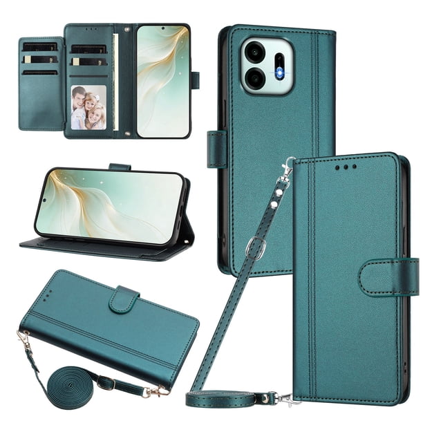 Funda Billetera Delgada para Oneplus N6 4G, Cuero Sintético, Verde Oscuro