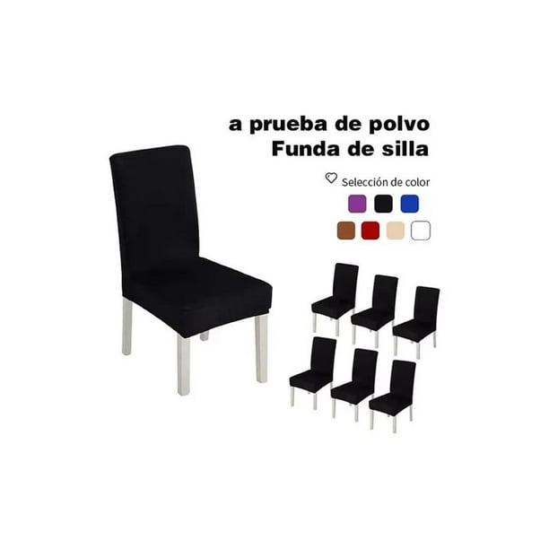 Pack 6 Fundas Forro Para Sillas Tela Gruesa- negro.