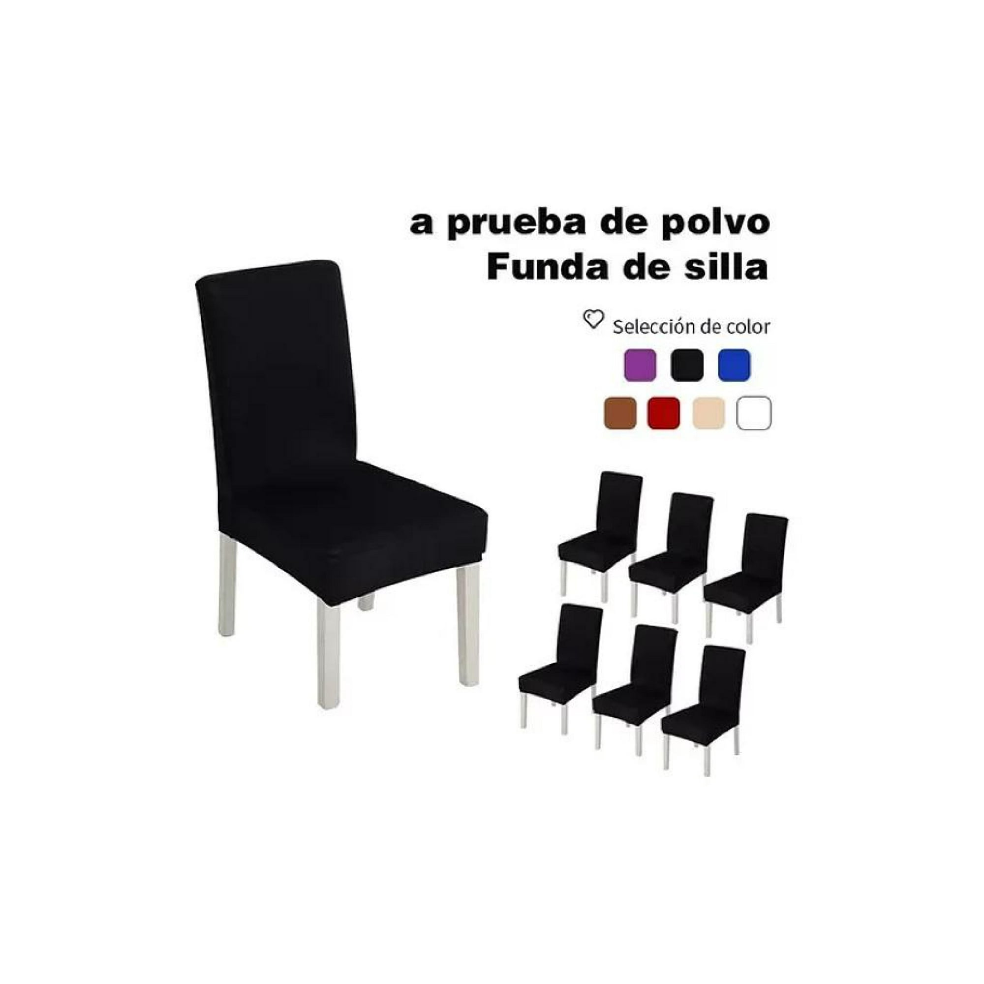 Forros. - Pack 6 Fundas Forro Para Sillas Tela Gruesa- Negro.