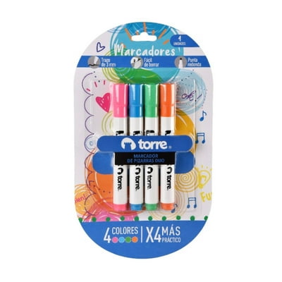 Marcador Pizarra Punta Redonda 4 Colores Duo/ Producto Surtido Torre