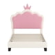 thumbnail image 3 of Twin size Upholstered Princess Bed With Crown Headboard,Twin Size Platform Bed with Headboard and Footboard, Cream+Pink(Old SKU WF303336AAK), 3 of 3