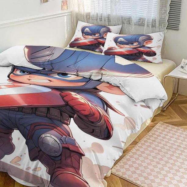 Avengers Team 3 Piece Boys Bedding Sets- Includes 1Duvet Cover &2 Pillow Shams Bed Sheets