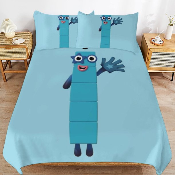 x453 Numberblocks Bed Duvet Cover Microfiber Bedding Sets 3D Printed Lightweight 3 Piece Comforter Sets, 1 Duvet Cover And 2 Pillow Shams for Kids Boys Girls 90"x90" jn453