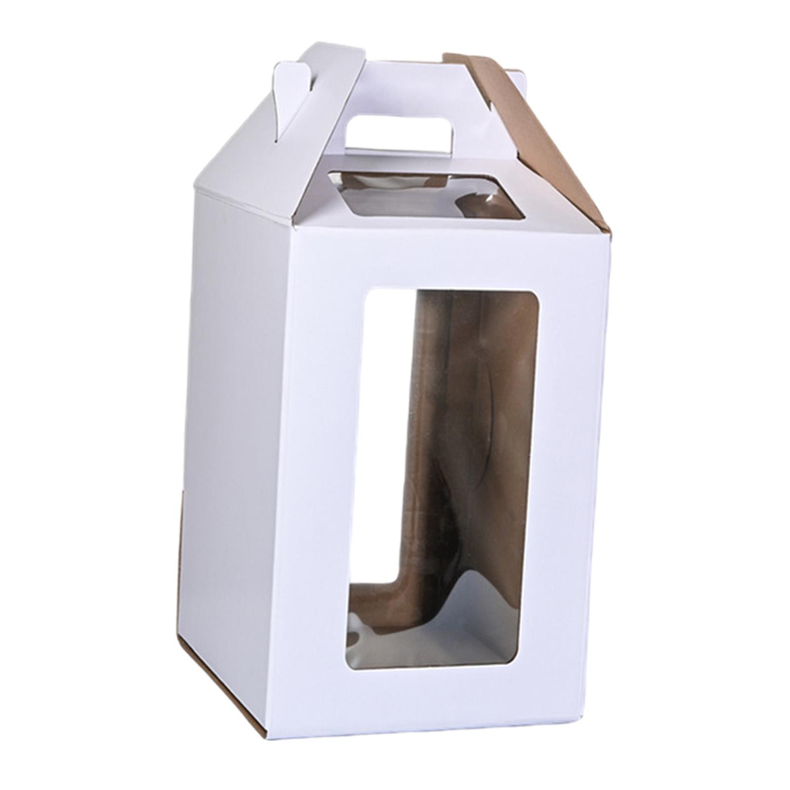 Magideal - Caja Alta Para Tartas, Almacenamiento Portátil De Alimentos, Caja Multiusos Para Tartas Con Ventana Para Aniversario, Fiestas Y Bodas , Blanco Blanco 25Cmx25Cmx30Cm