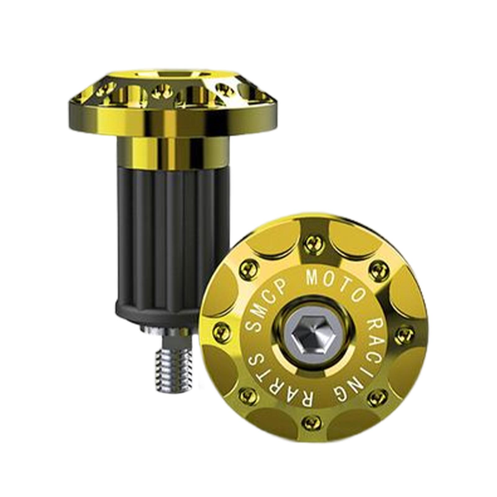 Magideal - 2 Piezas De Tapones Para Empuñaduras De Manillar De Motocicleta/Reemplazo Antivibración 7/8 Pulgadas Aleación De Aluminio Manillar Tapón De Extremo De Oro