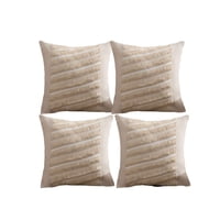 Genérico - Kit De 4 Fundas De Cojin Chenille Con Flecos Beige
