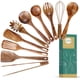 thumbnail image 1 of Set de utensilios de cocina con espátula y cucharón de madera de teca natural (10), 1 of 6
