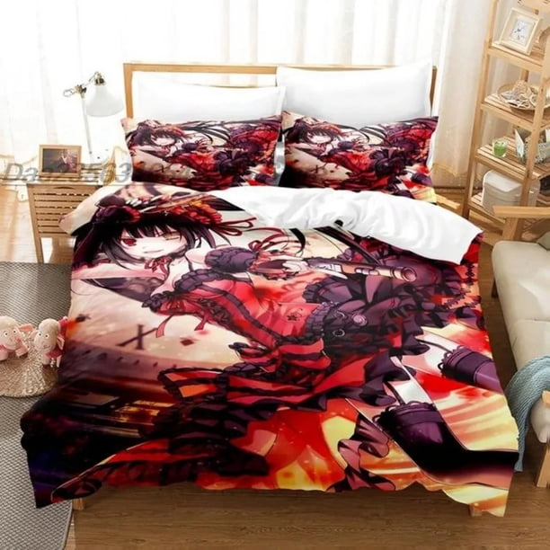 Date A Live Kurumi Tokisaki Bedding Set Double Duvet Cover Comforter Pillowcase Boys Girls Adults Bedroom Bed Sheets