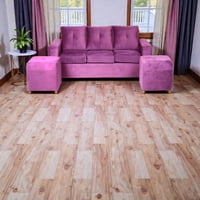 Muebles Altiro - Living Emanuel 3 Cuerpos Y 2 Poufs - Tela Felpa Lila