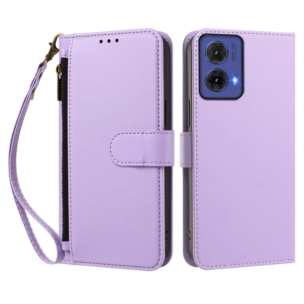 Funda Tipo Billetera para Motorola Moto G85 5G con Soporte y Bolsillo con Cierre Morado