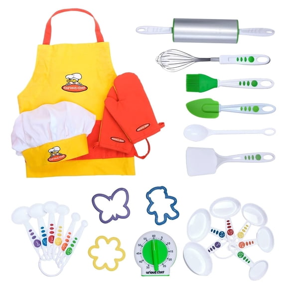 Kit de base de cocina Curious Chef para niños, 27 piezas