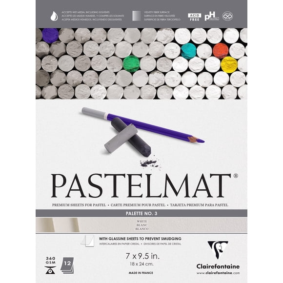 Paleta Pastelmat Pad Clairefontaine n.º 3, 18 x 24 cm, 360 g, 12 hojas