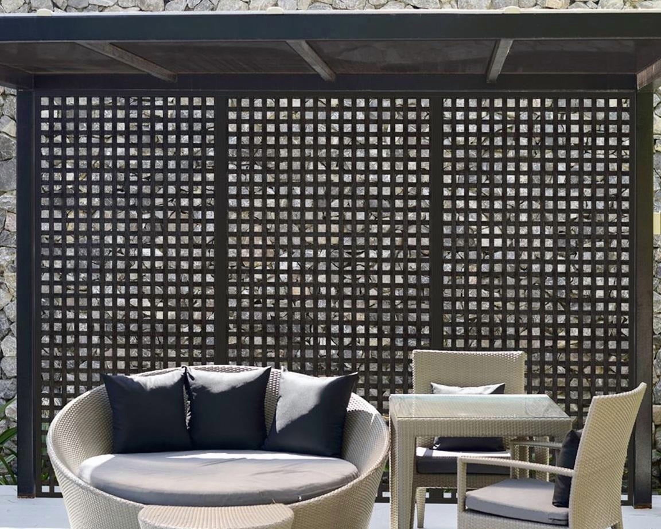 Enrejado Treillage Pvc 1,2X2,4 Mts Cuadrado 4,5Cms Negro Dvp