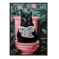 Genérico - Cuadro Póster Gato En El Baño 33X43 Cm
