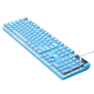 Magideal - Mecánico Para Juegos Con Cable Efectos De Iluminación Led Usb Cómodos Controles Multimedia Respuesta Rápida 104 Teclas Para Pc Computadora De Azul