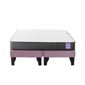 5° Sueño - Cama Europea 2 Plazas 150X190 Cm Base Colchón Negro Rosado