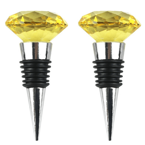 Tapón decorativo de cristal para botellas de vino y bebidas, fabricado en aleación de zinc y vidrio, reutilizable.