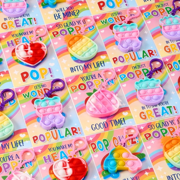 Tarjetas de regalo JOYIN para el día de San Valentín, 30 paquetes con llaveros Pop Bubble