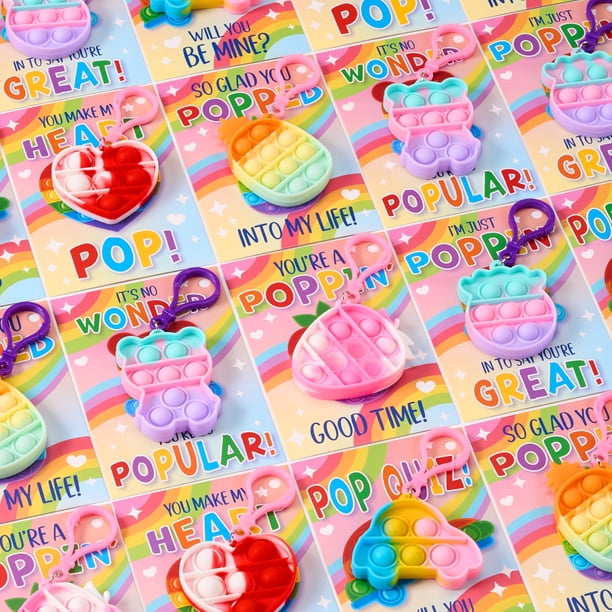 Tarjetas de regalo JOYIN para el día de San Valentín, 30 paquetes con llaveros Pop Bubble