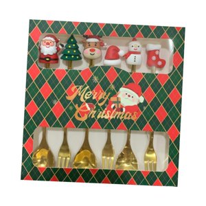 Magideal - Juego De Tenedores Y Cucharas Navideñas De Acero Inoxidable, Juego De Cubiertos, Tenedores, Cucharas De Postre, 6 Uds. , Estilo A