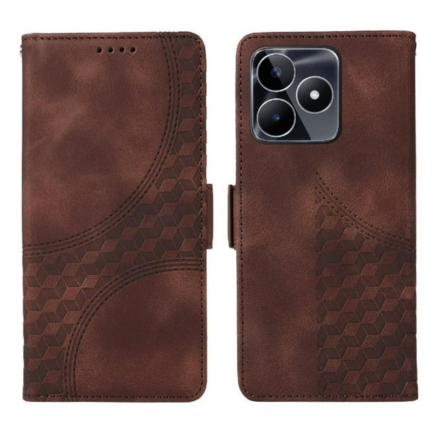 Carcasa FOXDOCK Realme C51 de cuero PU, diseño acolchado clásico, protección contra caídas y rayones