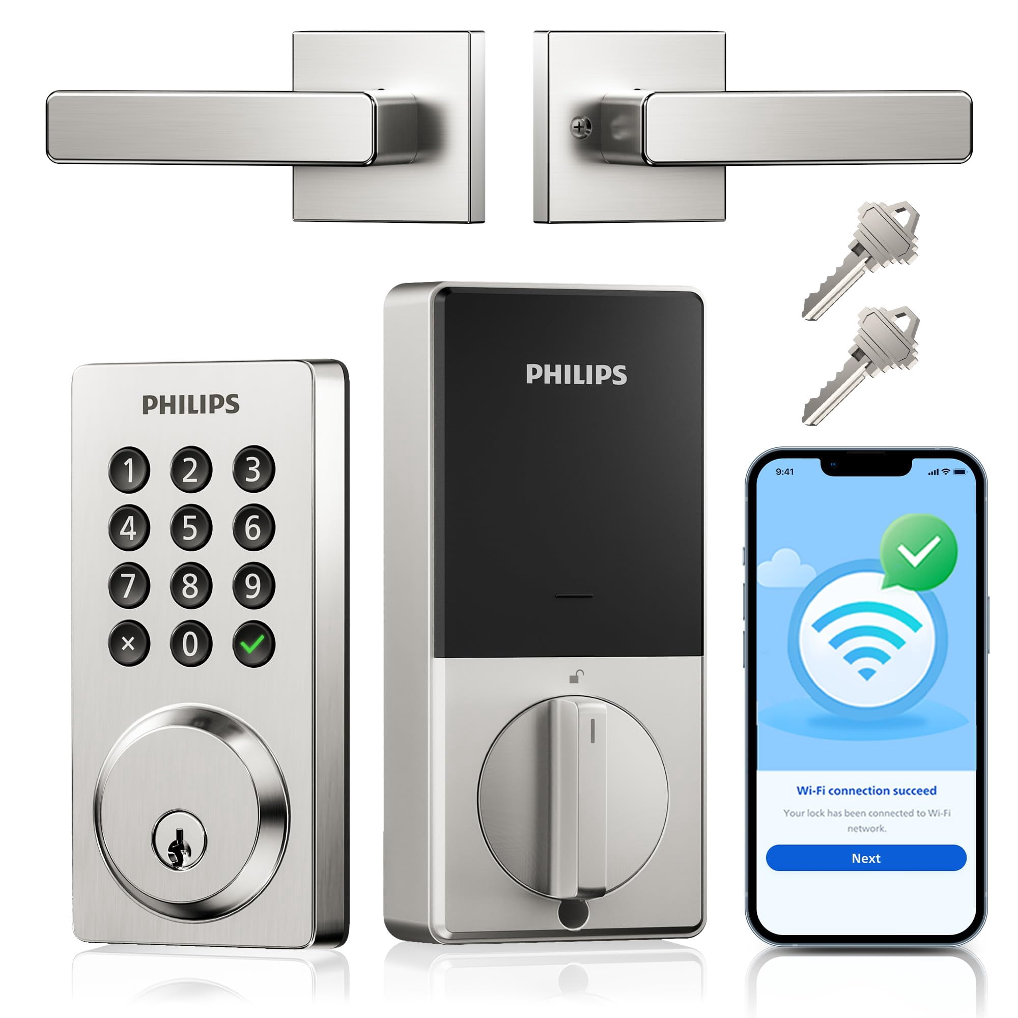 Cerradura Inteligente Wifi Philips Con Manija Y Acceso Sin Llave