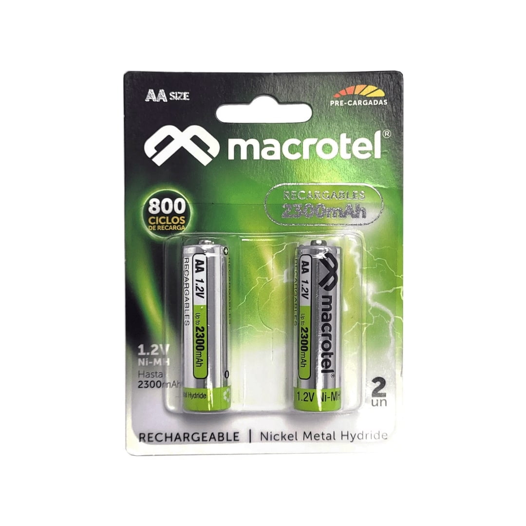 Pack 2 Pilas Recargables Aa Macrotel 2700mha