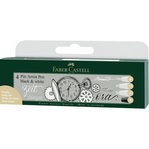 Faber Castell - Marcador Pitt Artist Negro & Blanco Faber-Castell X4 Uds.
