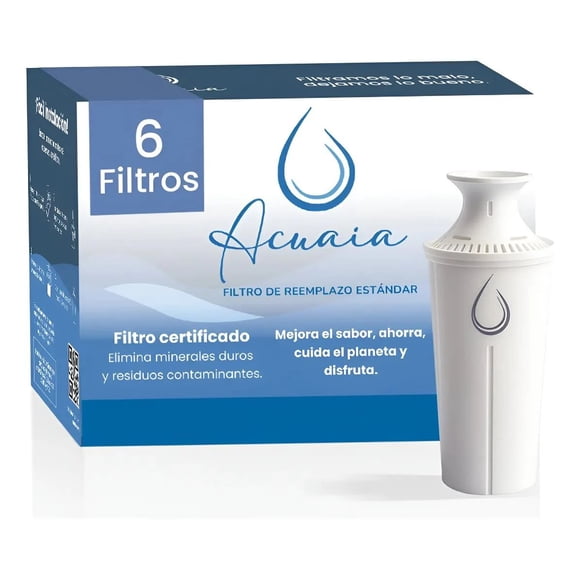 Pack 6 Filtros De Agua Acuaia Repuesto Jarras - Agua Purificada