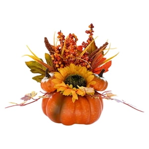 Bothyi - Calabaza Artificial Con Flores, Calabazas De Espuma Falsas Para Fiesta En Estante, Estilo C De Halloween