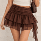 thumbnail image 3 of Falda Short Con Lunares Y Vuelo Asimétrico Mujer cafe Talla Única, 3 of 4