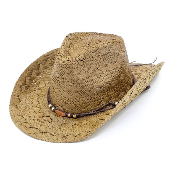 Sombrero vaquero de paja Old Stone para hombre y mujer, unisex, de verano e invierno, de ala ancha, estilo western de Dallas para safari, pesca, playa, golf y senderismo, uso متعدد, color marrón Jess