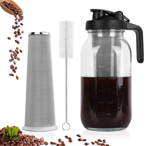 Cafetera Cold Brew Qhh, Tarro De Cristal De 1,9 L Con Filtro