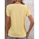 thumbnail image 5 of Camiseta de mujer con cuello en V, mangas cortas de pétalos, botones delanteros, aberturas, blusas casuales holgadas, 5 of 5