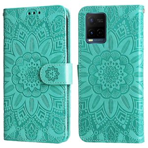 Funda Tipo Cartera Foxdock Para Vivo Y21S , Diseño Girasol En Relieve, Cuero Pu, Cierre Magnético, Soporte Y Tarjetero