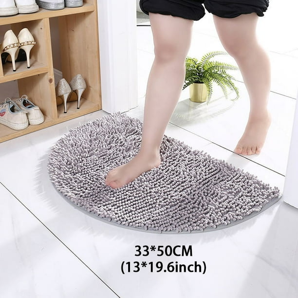 1pc Soft and Comfortable Chenille Semicircle Shaggy Rug for Bathroom and Bedroom - Anti-Skid and Absorbent Carpet for Toilet and Household - Durable Floor Mat for Home Decor and Comfort