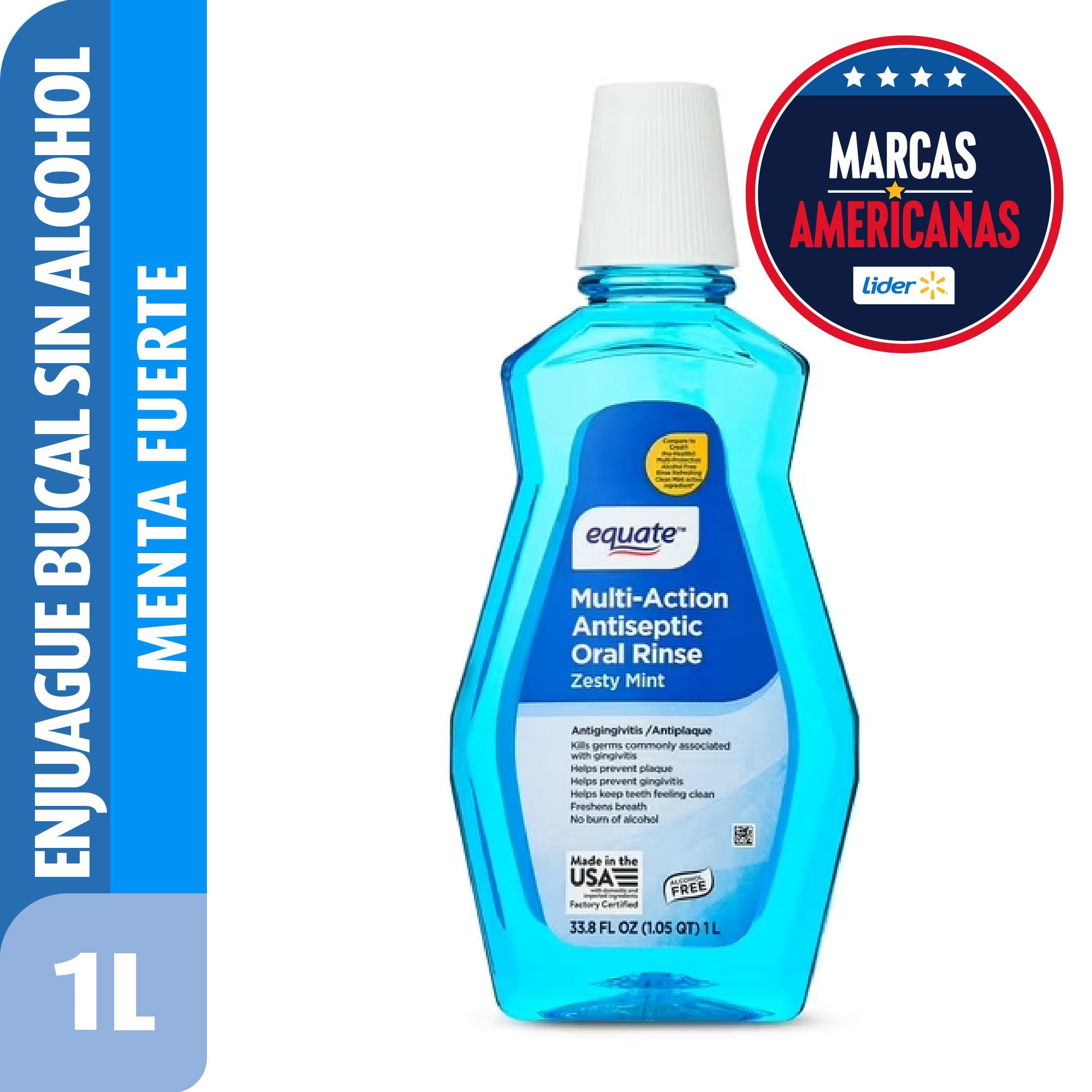 Enjuague Bucal Accion Multiple Sin Alcohol 1 L Equate