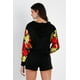 thumbnail image 3 of Conjunto de Top con Capucha y Shorts con Estampado Floral en Rojo y Lima con Efecto Satén Negro y Negro/flor M, 3 of 5