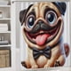 thumbnail image 5 of Pug-theme 4-Piece Shower Curtain Set with Rugs, Waterproof Bathroom Decor Set Includes Bath Mat, U-Shaped Rug, Toilet Lid Cover and Curtain with Hooks, 5 of 6