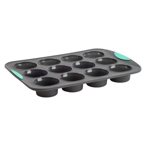 Molde de Muffins Trudeau de 12 Cavidades, Silicona Gris/Menta