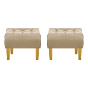 Bodevir - Set Pouf Wood 1C Felpa 01 Beige