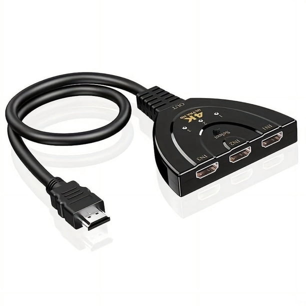 4K Splitter 3 In 1 Out, 3-Ports Switcher Selector With Pigtail Cable,Supports Full HD 4K 1080P 3D Player, Hub Compatible With Fire Stick,HDTV,PS4 Game Consoles,PC