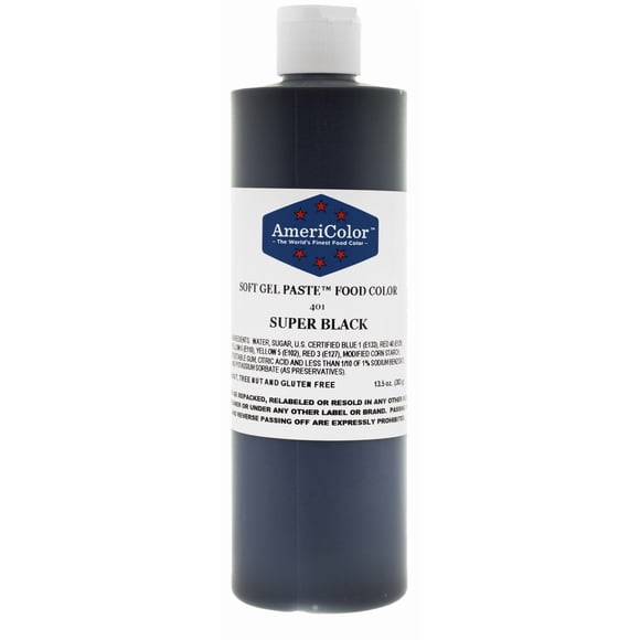 Pasta de gel suave Food Color AmeriColor Super Black, 400 ml