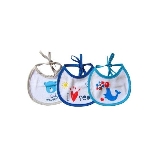 Set 3 Baberos Impermeables Celeste Talla S