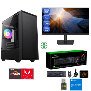 Amd - Pc Gamer Ryzen 5 5600Gt - 16Gb Ram - Vega 7 - 480Gb - Monitor 22 - Wifi - Storm