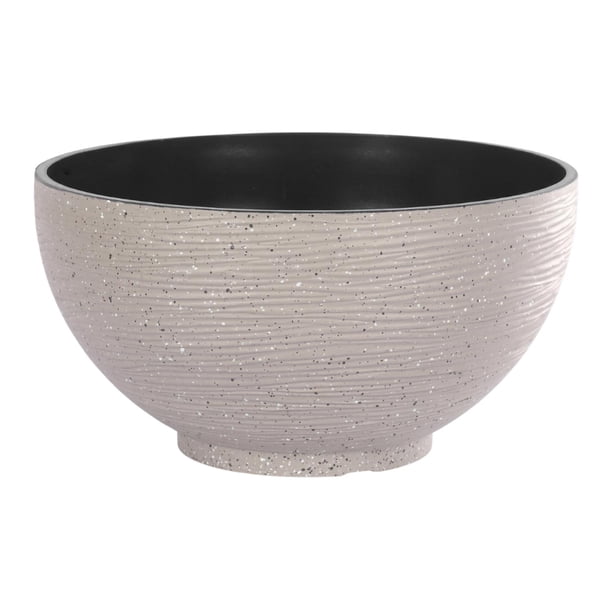 Macetero Plastico Semi Esfera Premium Diseño a Rayas M beige