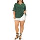 thumbnail image 4 of Agnes Orinda Blusas de Tallas Grandes para Mujer con Puntos, Cuello en V, Volantes, Manga Corta, Primavera Verano, Estilo Bohemio, Talla 1X, Verde, 4 of 8