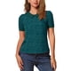 thumbnail image 1 of INSPIRE CHIC Blusa de Manga Corta con Cuello Peter Pan en Contraste y Lunares para Mujer, Regreso a Clases, M Azul Verde Blanco, 1 of 6