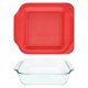 thumbnail image 2 of Cazuela Pyrex de 2 cuartos (1,9 L) con tapa roja, fabricada en EE. UU., 2 of 6