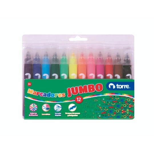 Marcadores De Dibujo Jumbo, 12 Colores Torre